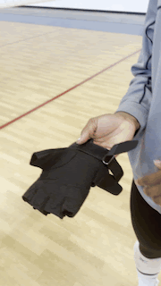Athlete putting on the Telios glove